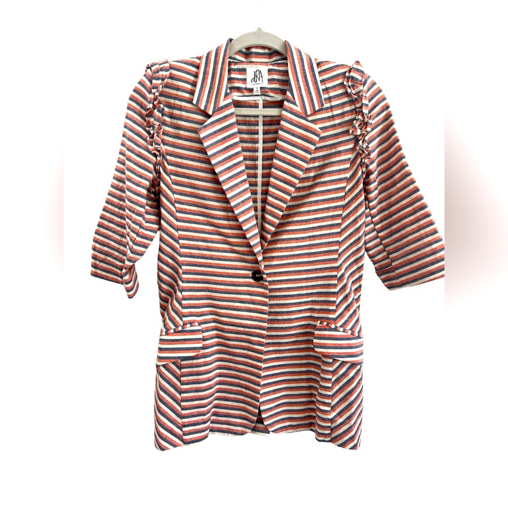 DRA Blazer Striped Women’s 100% Cotton 3/4 Sleeve Size Small